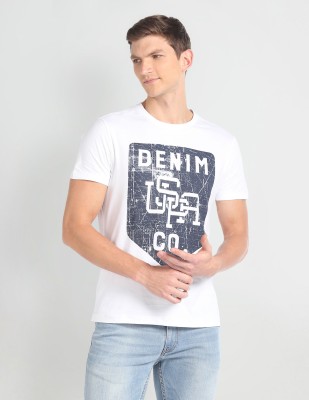 U.S. Polo Assn. Denim Co. Printed, Typography Men Round Neck White T-Shirt