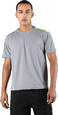CHKOKKO Colorblock Men Round Neck Light Green T-Shirt