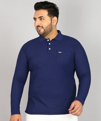 INKKR Solid Men Polo Neck Orange T-Shirt
