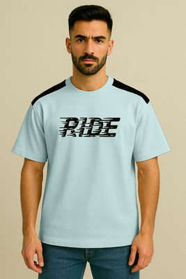 Culish Trend Graphic Print Men Round Neck Blue T-Shirt