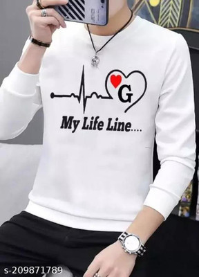 V DAS Printed Men Round Neck White T-Shirt