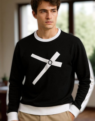 FAOES Printed Men Round Neck Black T-Shirt