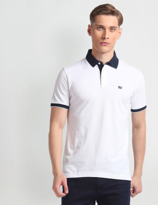 Arrow Sport Colorblock Men Polo Neck White T-Shirt