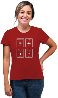 SmarTee Street Typography Women Round Neck Red T-Shirt