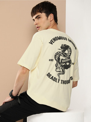 DIFFERENCE OF OPINION Printed, Typography Men Round Neck White T-Shirt