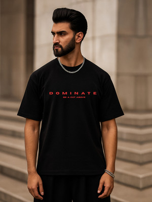 TOXA Printed Men Round Neck Black T-Shirt