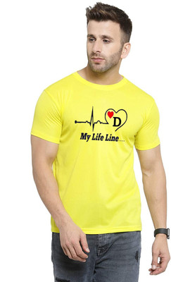 CLOTHOUSE Printed Men Round Neck Yellow T-Shirt