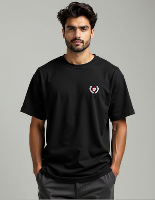 EZCLOTHING Graphic Print Men Round Neck Black T-Shirt