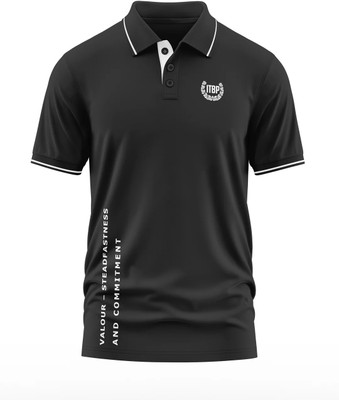Warriorworld Solid Men Polo Neck Black T-Shirt