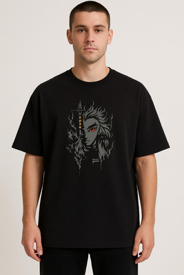 BLOSSOMTRADER Printed Men Round Neck Black T-Shirt