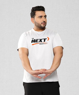 KIXO PLUS Sporty Men Round Neck White T-Shirt