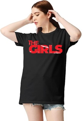 BHUJWAAL Printed Women Round Neck Black T-Shirt