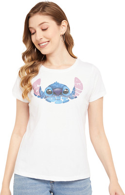 Disney By Wear Your Mind Printed, Typography Women Round Neck White T-Shirt