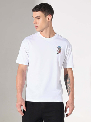 SHOWOFFFF Printed Men Round Neck White T-Shirt