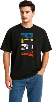 Be Collardo Printed Men Round Neck Black T-Shirt