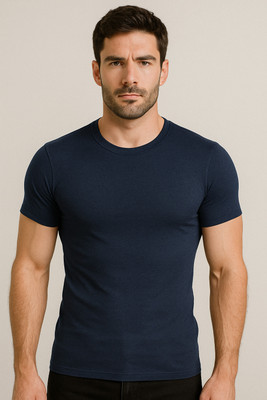 Urboholic Solid Men Round Neck Grey T-Shirt
