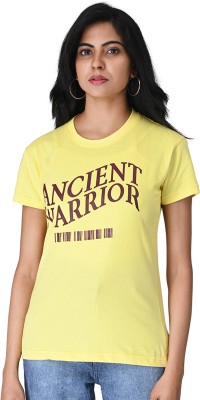 Infinity Bull Printed Women Round Neck Yellow T-Shirt