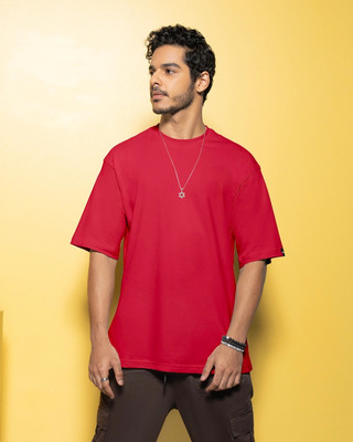 SPOWEARY Solid Men Round Neck Red T-Shirt