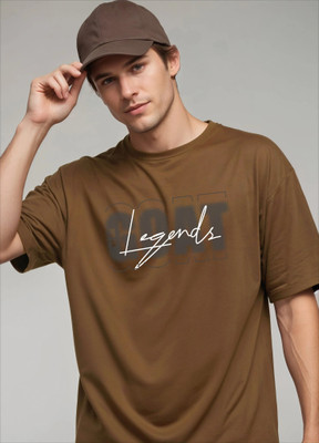 Smartees Printed Men Round Neck Brown T-Shirt