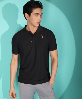 CAMPUS SUTRA Solid Men Polo Neck Black T-Shirt