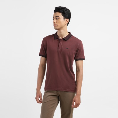 LEVI'S Solid Men Polo Neck Brown T-Shirt