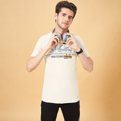 Ajile By Pantaloons Printed Men Round Neck Beige T-Shirt