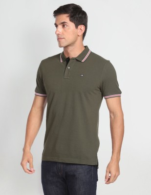 ARROW Solid Men Polo Neck Green T-Shirt