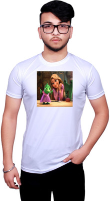 KRYONIX Printed Men Polo Neck White T-Shirt