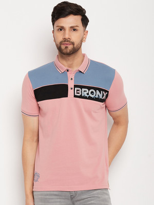DUKE Colorblock Men Polo Neck Pink T-Shirt