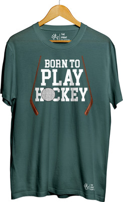 THE PRINT PLATTER Printed Men Round Neck Dark Green T-Shirt