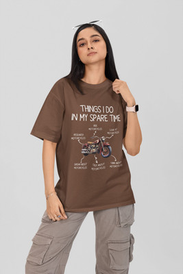 Stylewill Graphic Print Women Round Neck Brown T-Shirt