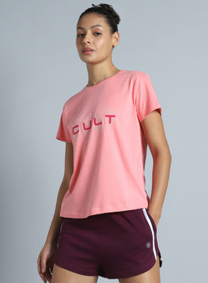 Cult Graphic Print Women Round Neck Pink T-Shirt