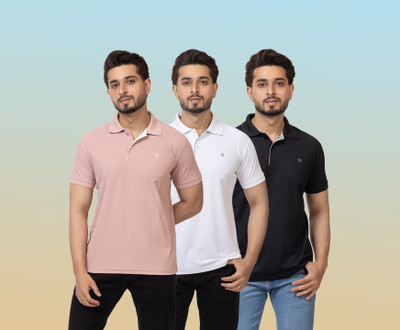 TWEUNBOY Solid Men Polo Neck Multicolor T-Shirt