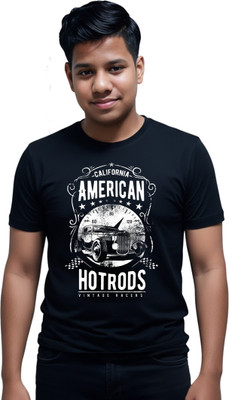 R and S Creations Graphic Print Men Round Neck Black T-Shirt