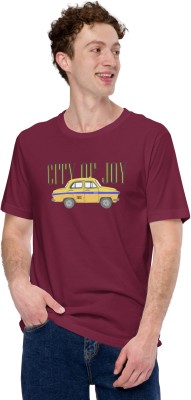 Musing Printed, Typography Men Round Neck Maroon T-Shirt