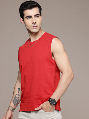 Moda Rapido Solid Men Round Neck Red T-Shirt