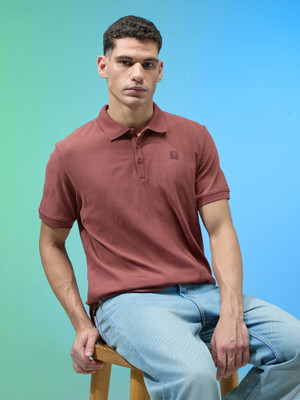 TECHNOSPORT Solid Men Polo Neck Red T-Shirt