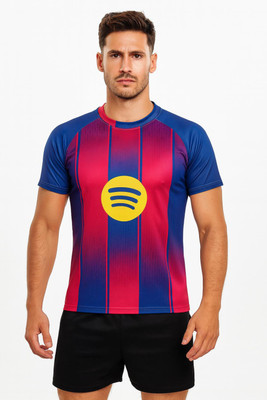 privic Printed Men Round Neck Red, Blue T-Shirt