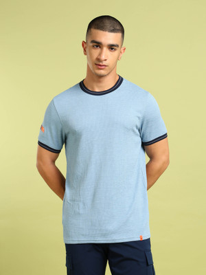 TECHNOSPORT Printed Men Crew Neck Blue T-Shirt