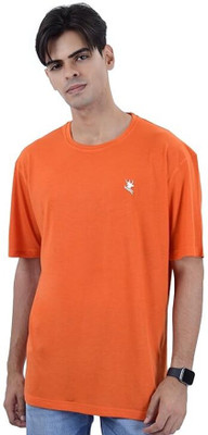 miller johnson Graphic Print Men Round Neck Orange T-Shirt