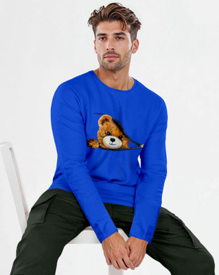 Triptee Animal Print Men Round Neck Blue T-Shirt