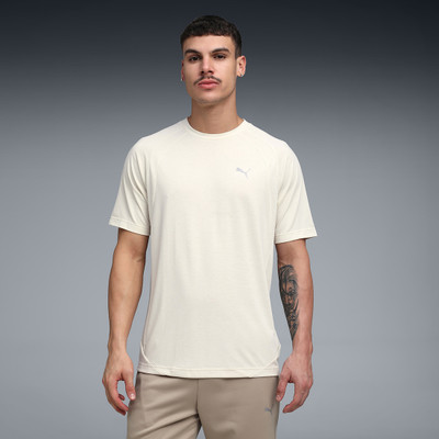 PUMA Solid Men Crew Neck Beige T-Shirt