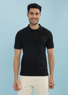Force NXT Solid Men Polo Neck Black T-Shirt