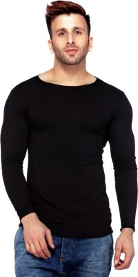 FancyWay Solid Men Round Neck Black T-Shirt