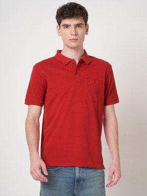 StitchHub Solid Men Polo Neck Red T-Shirt