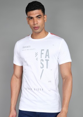 DUCATI Graphic Print Men Round Neck White T-Shirt