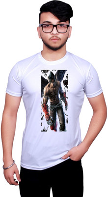 KRYONIX Printed Men Polo Neck White T-Shirt