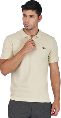 Zvezda Solid Men Polo Neck Beige T-Shirt