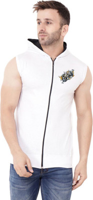 Money Leaf Graphic Print Men Hooded Neck White T-Shirt