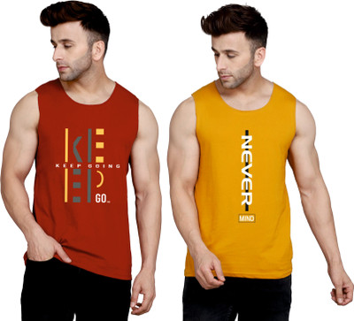 SLOWLORIS Printed Men Round Neck Maroon, Brown T-Shirt